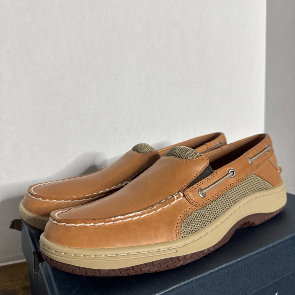 Sperry Slip-on Loafer Billfish Casual Loafers, Flat Heel Linen Multi Tan Size 12